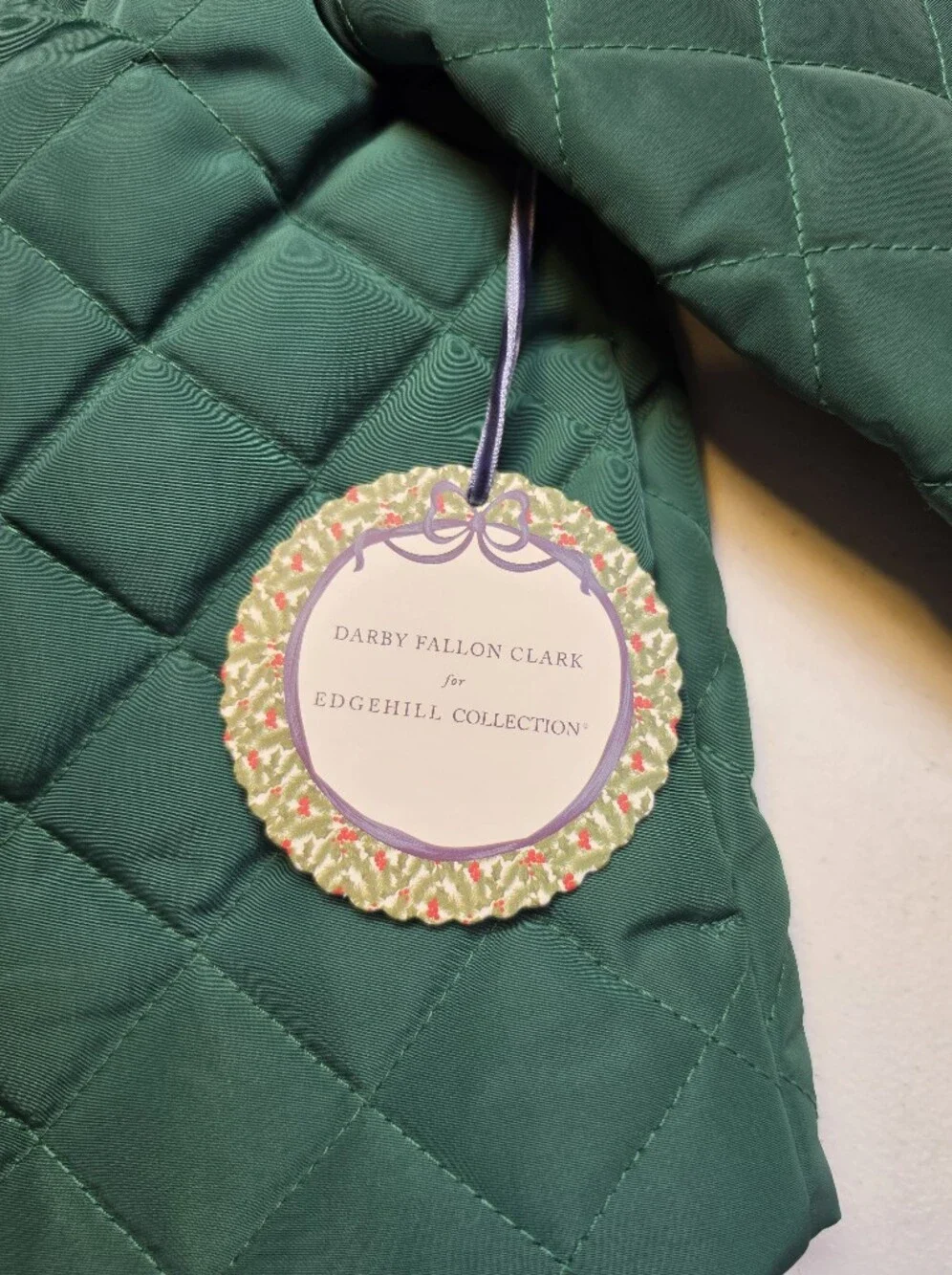 Edgehill Collection × Darby Green Quilted Puffer Jacket with Ruffle Collar NWT